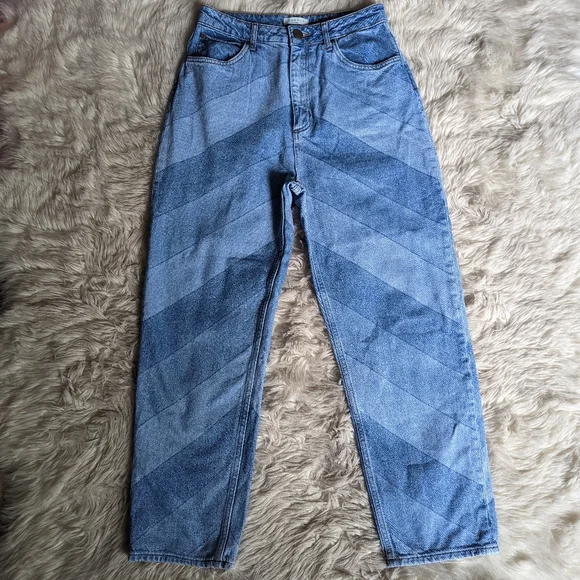 EUC Sandro Paris Diego Cropped Color Block High Rise Straight Jeans